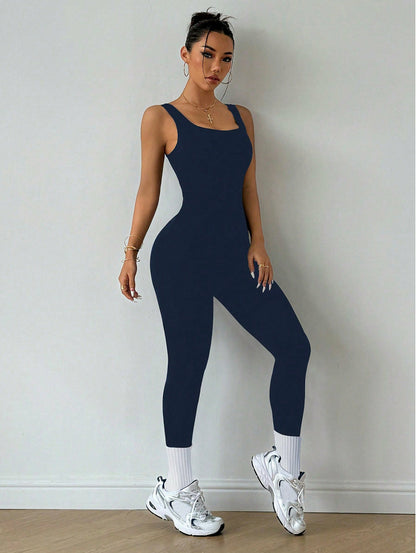 Crisscross Backless One Piece Fitness Women Jumpsuits