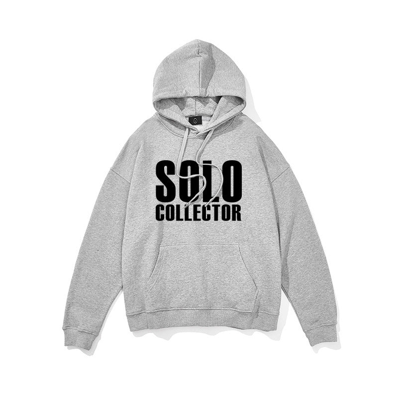Unisex Cotton Basic Letter Hoodie – Casual Oversized Streetwear