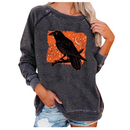 Halloween Graphic Sweatshirt for Women – Loose Casual Printed Pullover Top