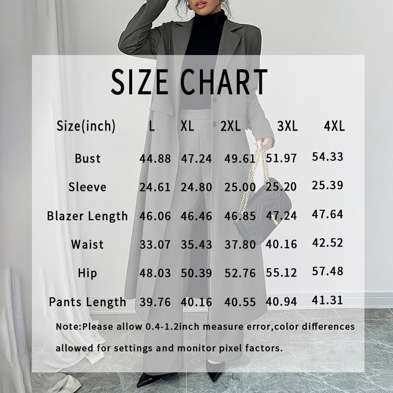 Casual Solid Blazer Suit Women High Waist Straight Pants Office Outfits