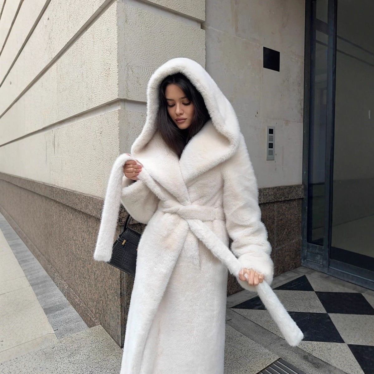 Fur Hooded Womens New Fashion Long Wool Winter Coats