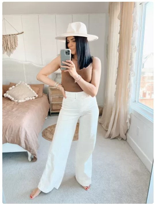 High Waist Wide Leg Vintage Jeans – Cropped Bootcut Cotton Jeans for Women