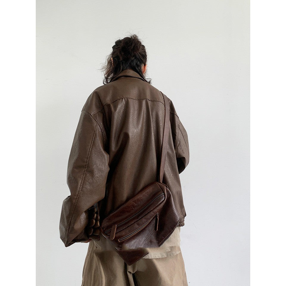 Retro Japanese-Style PU Motorcycle Jacket – Vintage Vibes with Urban Edge