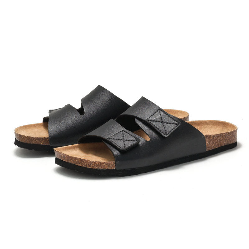 Men's Comfortable Cork Velcro Slippers – Casual Outdoor Sandals
