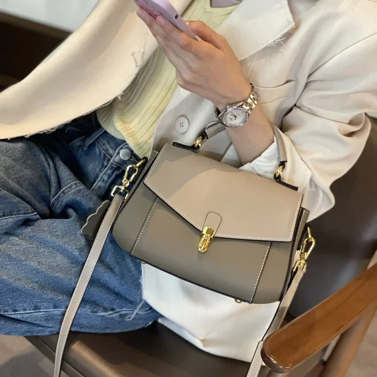 Trendy Genuine Leather Women's Messenger Shoulder Bag – High-Quality First Layer Cowhide All-Match Fashion Handbag