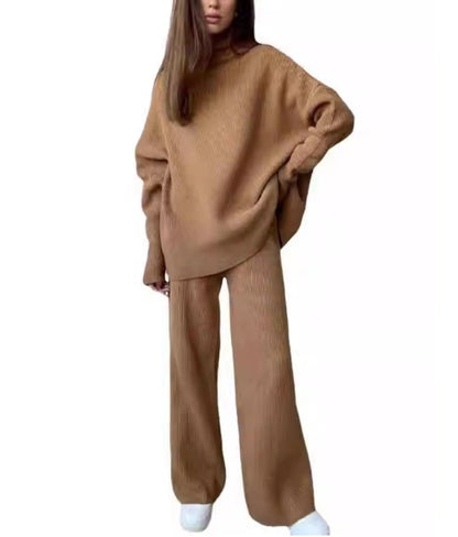 Winter Fashion Turtleneck Sweater Jogging Pants Women Tracksuits