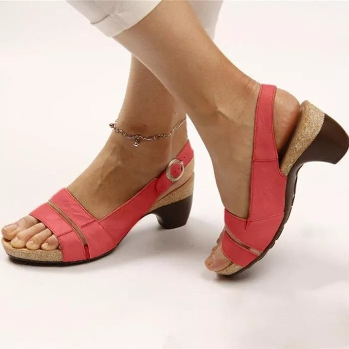 Korean Style Women S Peep Toe Sandals Hook Loop Strap Platform Flats For Summer
