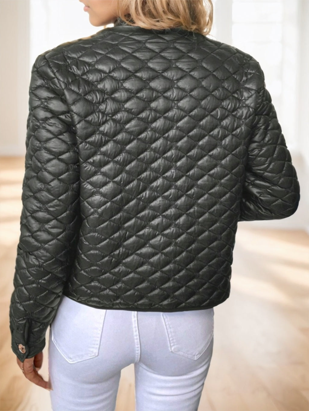 Diamond-Quilted Plus Size Short Winter Coat for Women | Elegant & Warm Padded Puffer Jackets