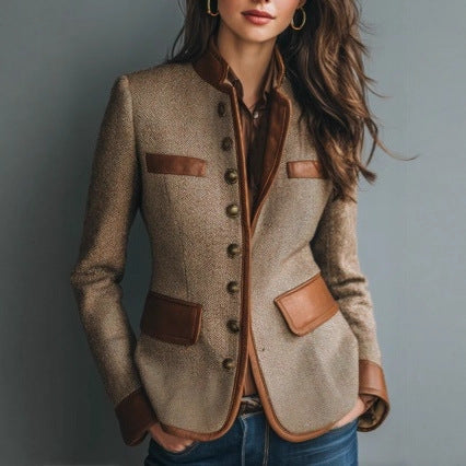 Autumn 2025 Womens Patchwork Coats Elegant And Warm Outerwear