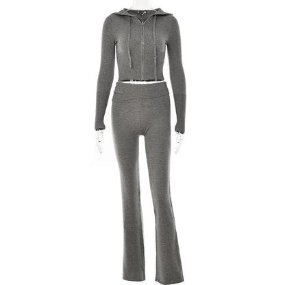 Womens Spring Style Zipper Hooded High Waist Jumpsuits