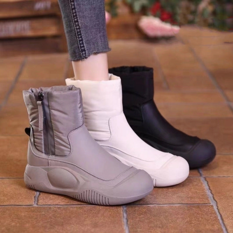 Rough Terrain Style Zipper Closure Snow Boots For Women