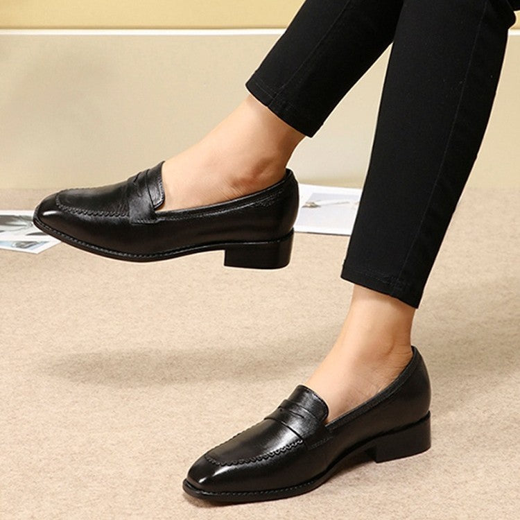 New Womens Soft Leather English Style Loafers Shoes