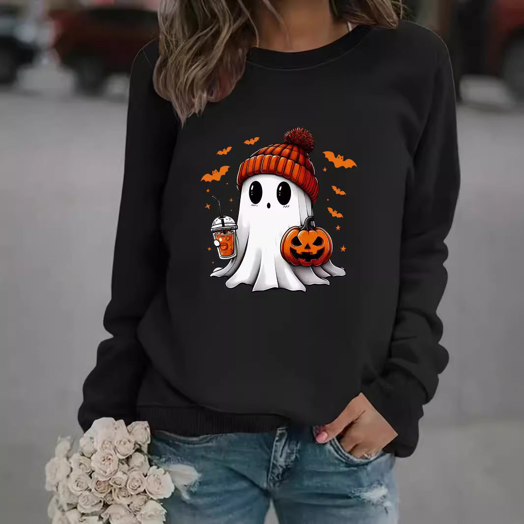 Women’s Snowman Ghost Crewneck Sweater – Holiday Graphic Pullover