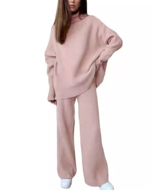 Winter Fashion Turtleneck Sweater Jogging Pants Women Tracksuits