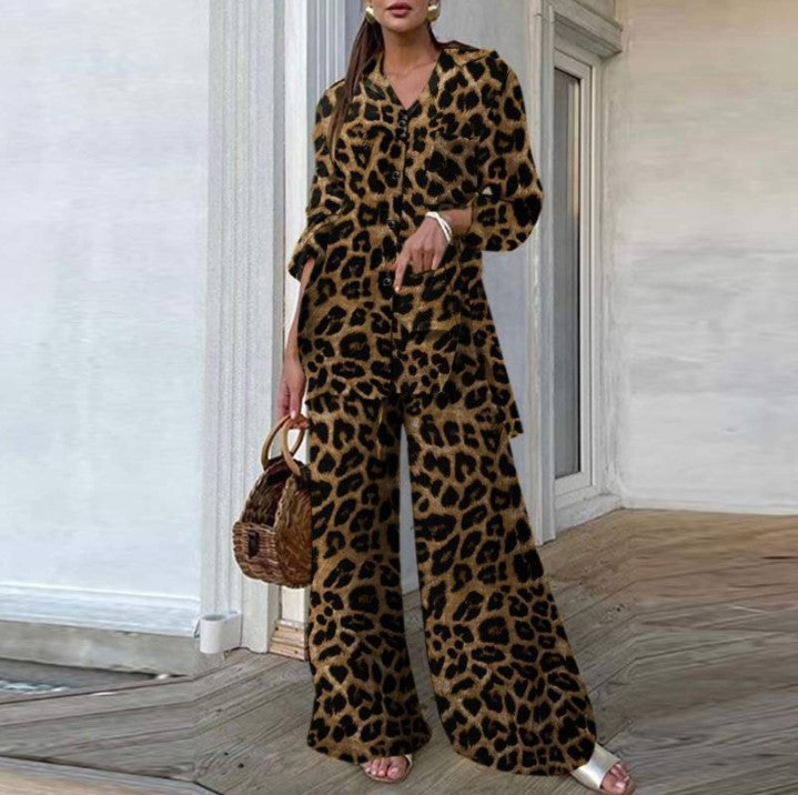 Leopard Print Loose Top & Pants Two-Piece Outfit Set | Bold Style 2025 Aesthetic