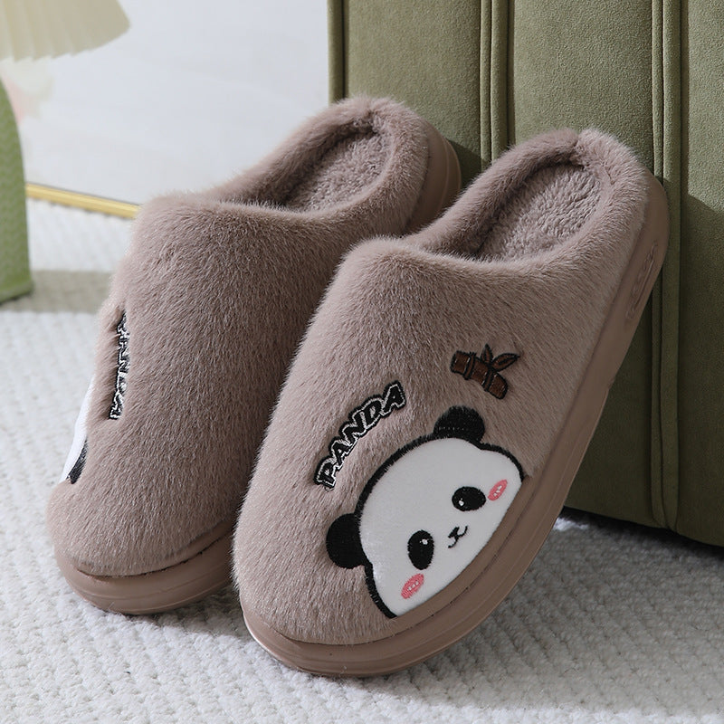 Cute Cartoon Panda Winter Slippers – Cozy Unisex Indoor Footwear for Couples