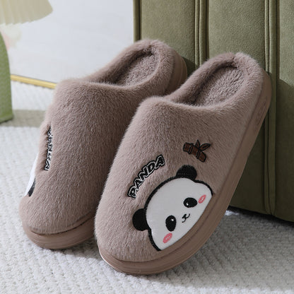 Cute Cartoon Panda Winter Slippers – Cozy Unisex Indoor Footwear for Couples