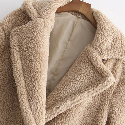 Lamb Wool Fur Profile Long Coat – Long Coats Aesthetic & Elegant Winter Outfits