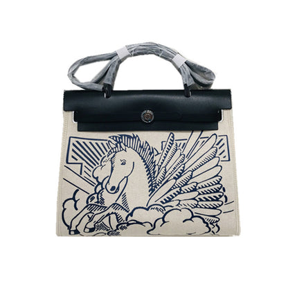 Kelly-Inspired Canvas Bag Pegasus Graffiti Retro Street