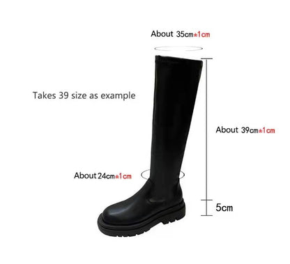 Thick Sole Knee-High Boots for Women | Long Knight-Style PU Leather Boots with Chunky Heel