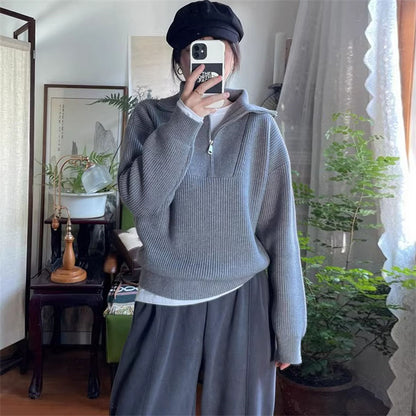 Women's Loose Fit Knit Pullover – Casual Everyday Sweater