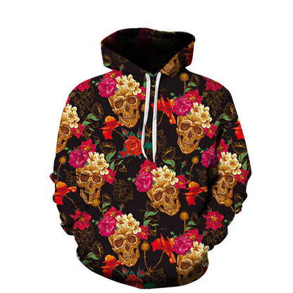 Alphabet Blast Skull Printed Casual Hoodies