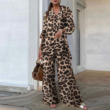 Leopard Print Loose Top & Pants Two-Piece Outfit Set | Bold Style 2025 Aesthetic