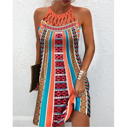 Halterneck Printed A-Line Dress | Summer Casual Dress & Breezy Outfit for Women