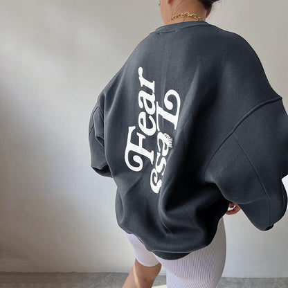 Cozy Round Neck Letter Printed Pullover Sweater for Women