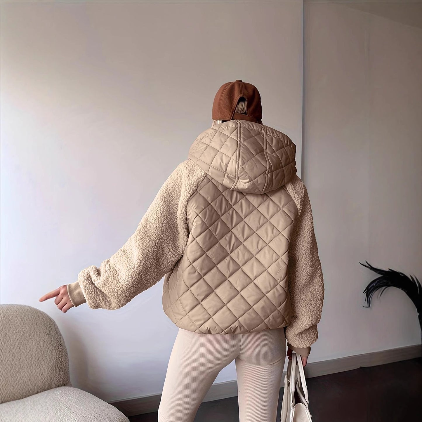 Womens Casual Sleeveless Zip Up Puffer Hooded Jacket Coat