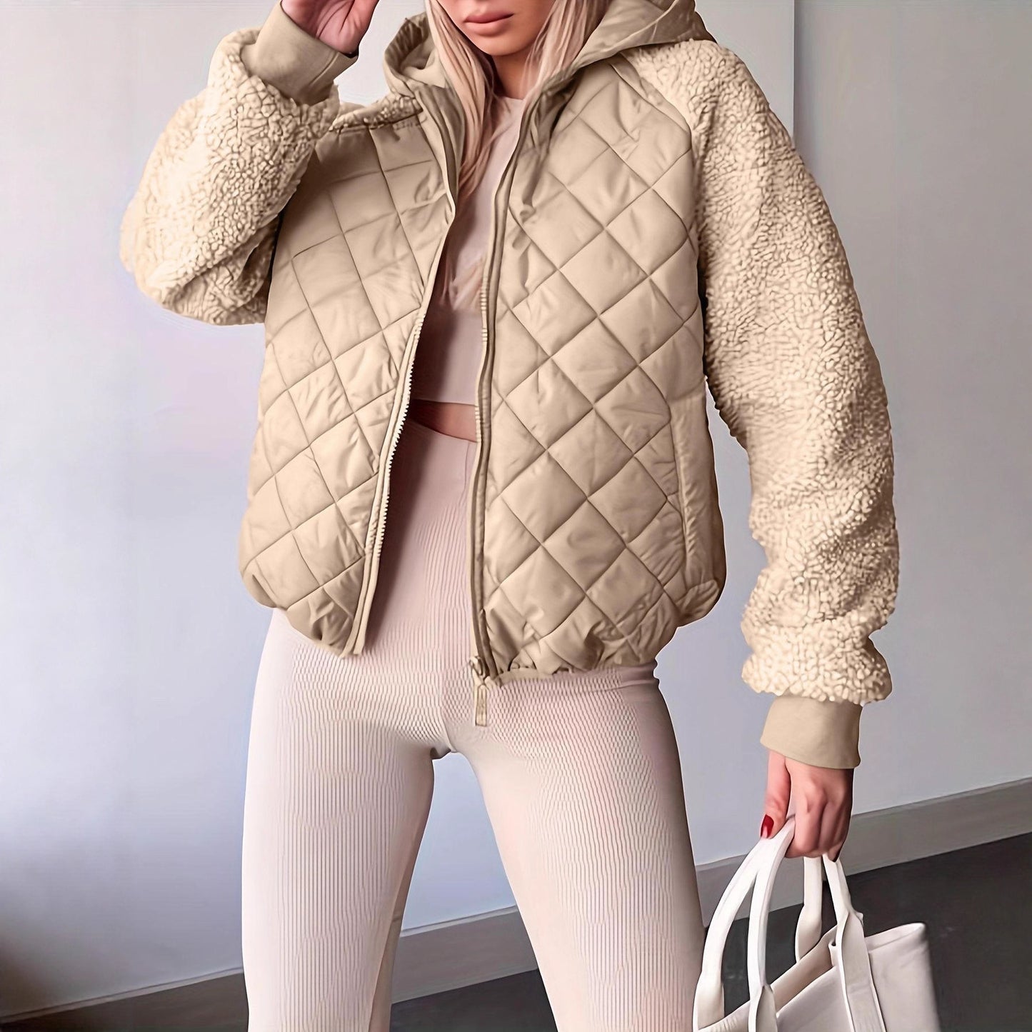 Womens Casual Sleeveless Zip Up Puffer Hooded Jacket Coat