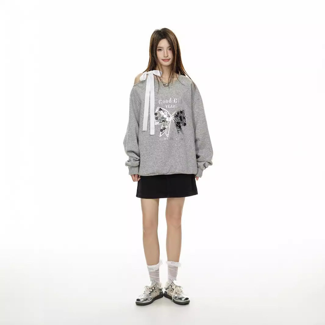 Loose Round Neck Print Oversized Sweaters for Women – Medium-Length Cotton Pullover, Casual Winter Outfit