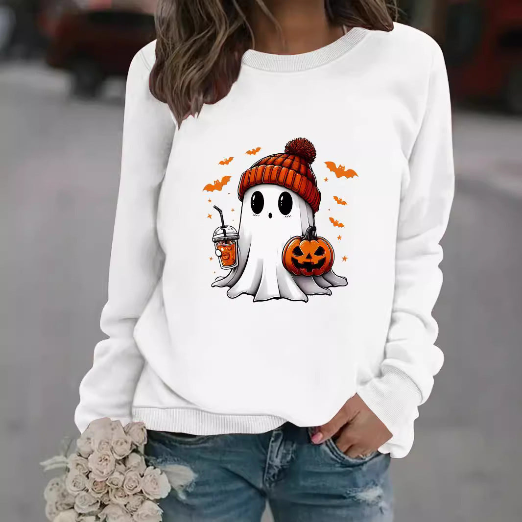 Women’s Snowman Ghost Crewneck Sweater – Holiday Graphic Pullover