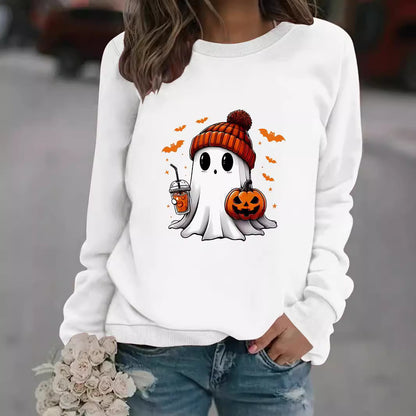 Women’s Snowman Ghost Crewneck Sweater – Holiday Graphic Pullover