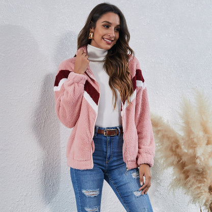 Cozy Striped Plush Jacket – Coats Outfits Women & Chic Winter Layering