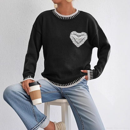 Womens Patchwork Loose Sleeve Sweaters