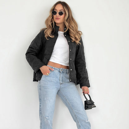 Ultra Short Button-Up Padded Coat – Coats for Women Casual & City-Chic Outfits