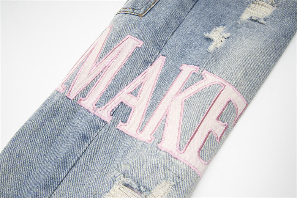 Unisex Ripped Denim Jeans – Streetwear Beggar-Chic Style