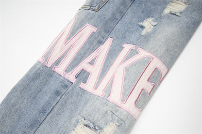 Unisex Ripped Denim Jeans – Streetwear Beggar-Chic Style