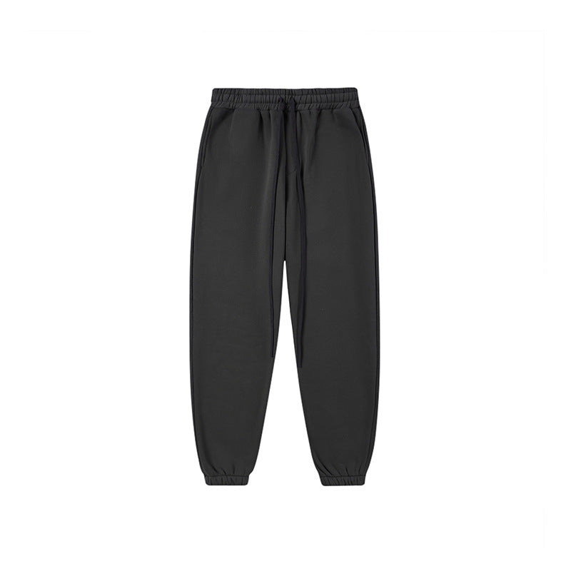 Trendy Unisex Fleece Tracksuit Solid Color Hoodie Sweatpants Set Autumn Winter Sports Jogging Outfit