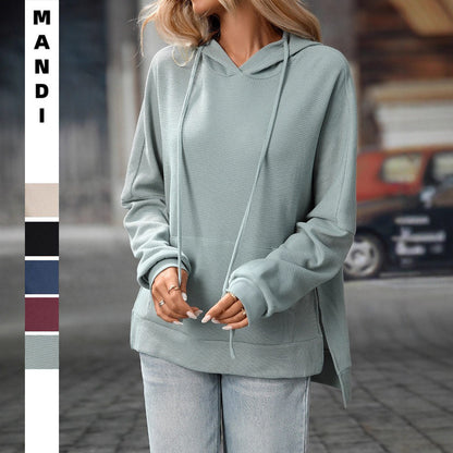 Waffle Knit Long Sleeve Pullover Cotton Sweaters – Cozy Texture, Oversized Effortless Street Style