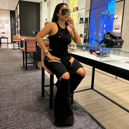 Fashionable Multi-Zipper Pocket Loose Trousers – Mid-Waist Wide-Leg Streetwear Pants