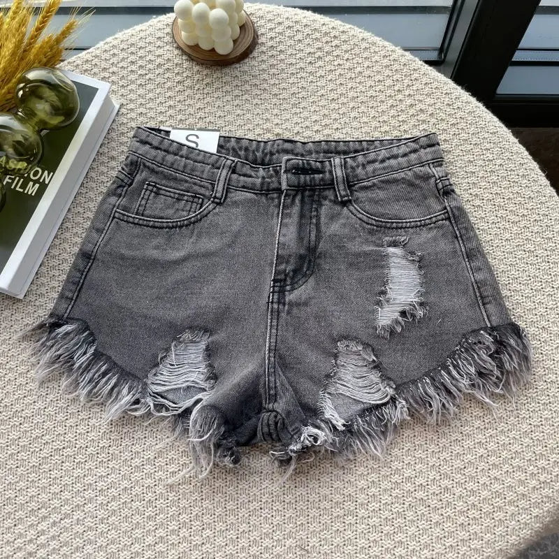 Summer Fashion Tassel Ripped Denim Shorts