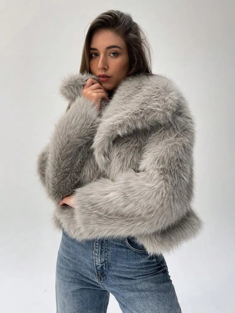 New Furry Hooded Loose Down Coats