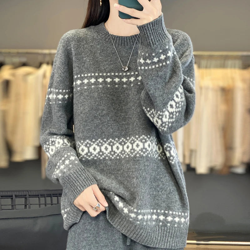 100% Wool Striped Sweater – Oversized Pullover for Winter 2026