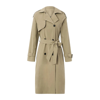 Double-Breasted Windproof Women Vintage Long Trench Coats