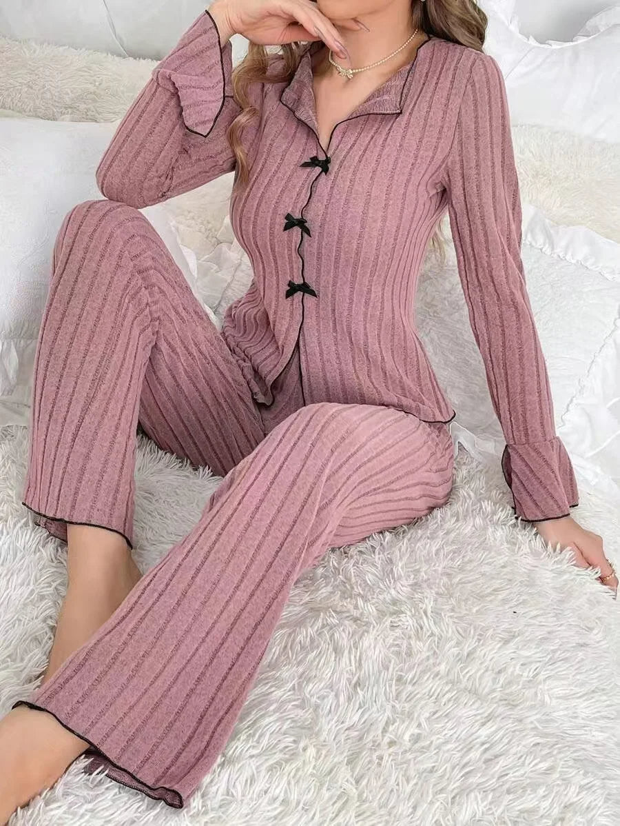 Women's 2-Piece Sleepwear Set – Cozy Autumn & Winter Homewear, Casual Fashion & Outerwear