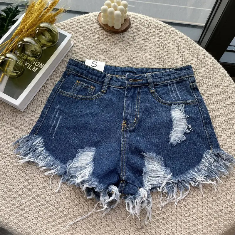 Summer Fashion Tassel Ripped Denim Shorts