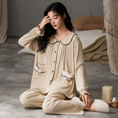 Women's Satin Pajama Set – Long Sleeve Silky Sleepwear for Autumn & Cozy Nightwear