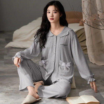 Women's Satin Pajama Set – Long Sleeve Silky Sleepwear for Autumn & Cozy Nightwear